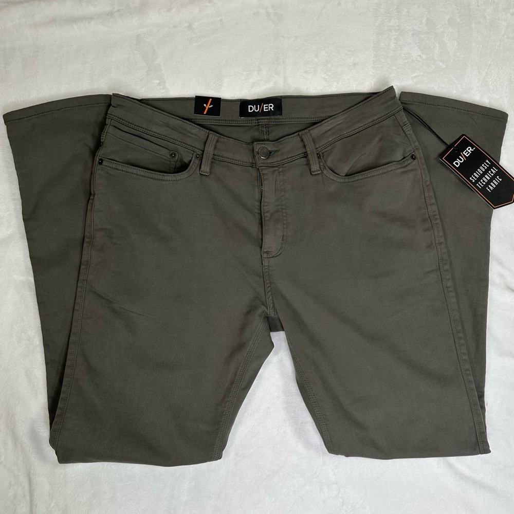 NWT DU/ER DUER Mens No Sweat Slim Pants Gull Size 36X32